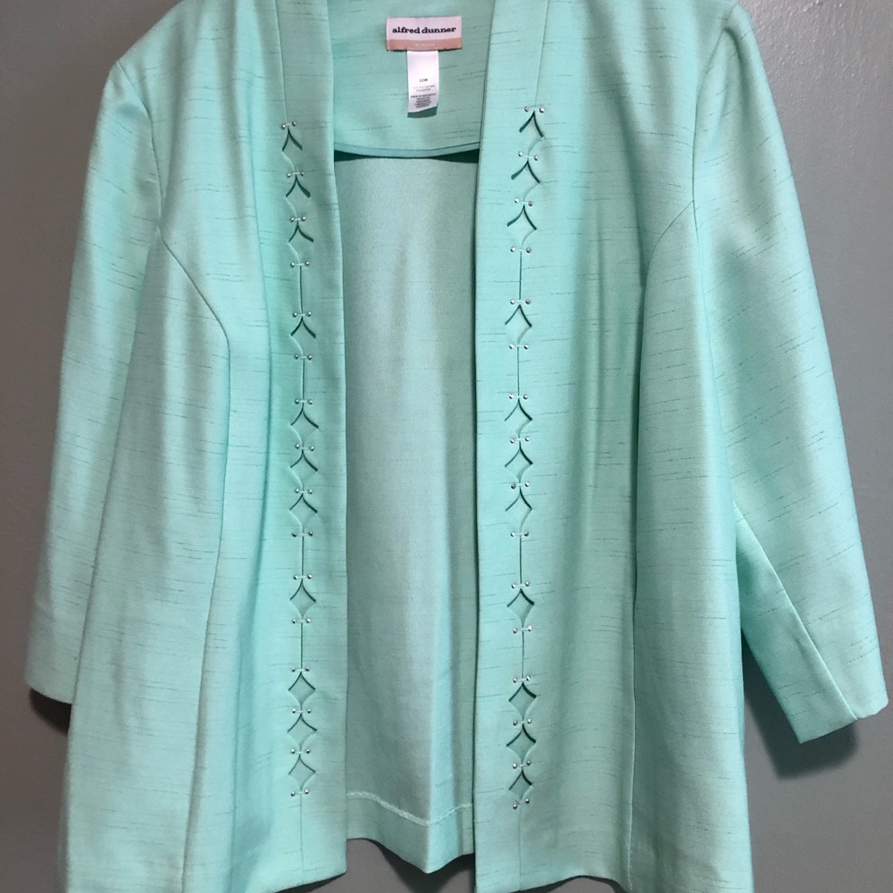 Alfred Dunner Jacket Mint Green 3/4 L Sleeves